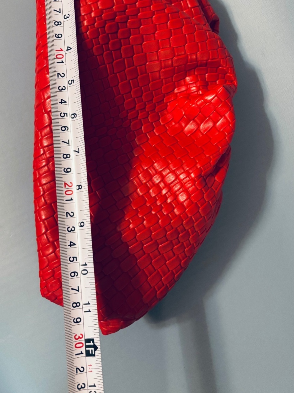 Woven Red Faux Leather Clutch With Snap Closure - Picture 7 of 8